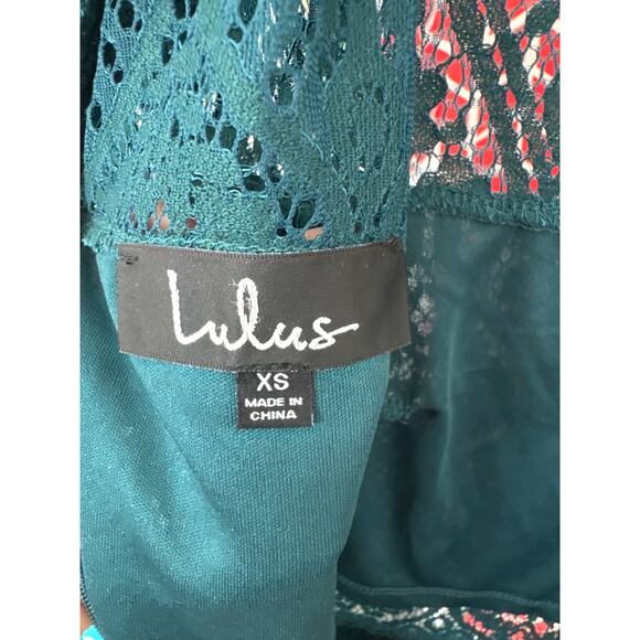 Lulus Lace Midi Dress XS – Teal Green, Short Sleeve, Wedding Guest - Picture 4 of 4